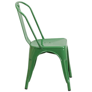 Green Metal Indoor-Outdoor Stackable Chair