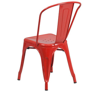 Red Metal Indoor-Outdoor Stackable Chair