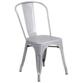 Silver Metal Indoor-Outdoor Stackable Chair