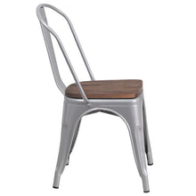 Load image into Gallery viewer, Silver Metal Stackable Chair with Wood Seat