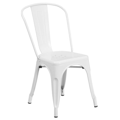 White Metal Indoor-Outdoor Stackable Chair