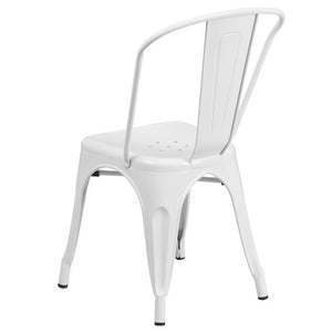 White Metal Indoor-Outdoor Stackable Chair 1