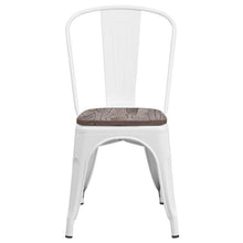 Load image into Gallery viewer, White Metal Stackable Chair with Wood Seat 1