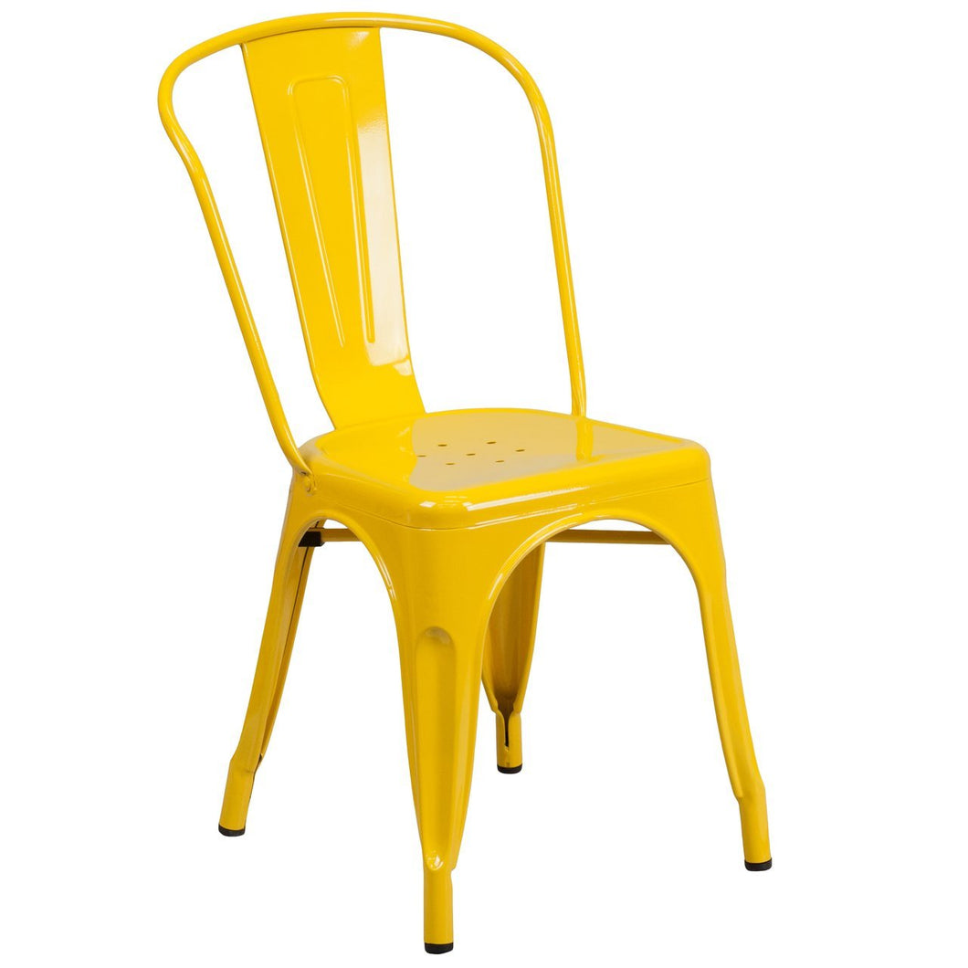 Yellow Metal Indoor-Outdoor Stackable Chair