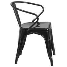 Load image into Gallery viewer, Black Metal Indoor-Outdoor Chair with Arms