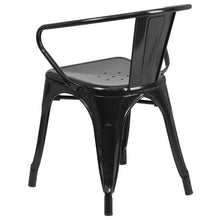 Load image into Gallery viewer, Black Metal Indoor-Outdoor Chair with Arms