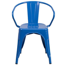 Load image into Gallery viewer, Blue Metal Indoor-Outdoor Chair with Arms