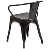 Black-Antique Gold Metal Indoor-Outdoor Chair with Arms side look