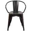 Black-Antique Gold Metal Indoor-Outdoor Chair with Arms front look