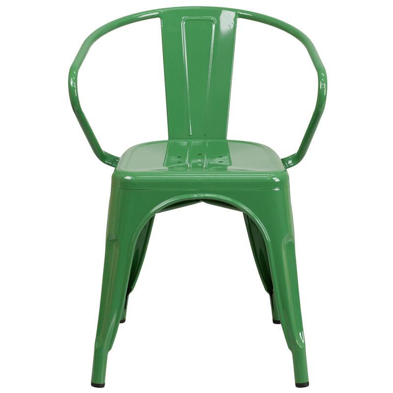 Green Metal Indoor-Outdoor Chair with Arms 2