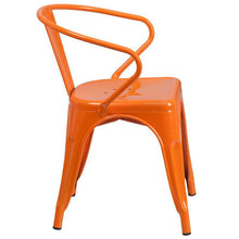 Load image into Gallery viewer, Orange Metal Indoor-Outdoor Chair with Arms