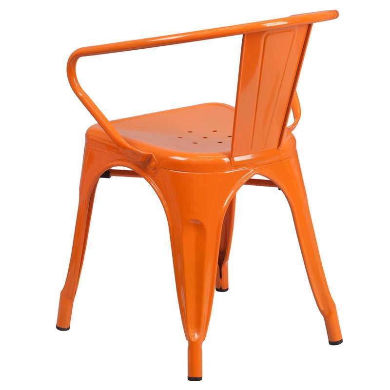 Orange Metal Indoor-Outdoor Chair with Arms 1