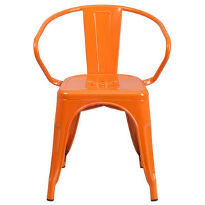 Orange Metal Indoor-Outdoor Chair with Arms