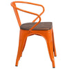 Orange Metal Chair with Wood Seat and Arms .4