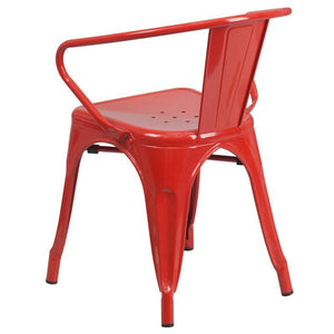 Red Metal Indoor-Outdoor Chair with Arms
