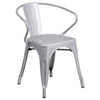 Silver Metal Indoor-Outdoor Chair with Arms