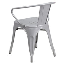 Load image into Gallery viewer, Silver Metal Indoor-Outdoor Chair with Arms