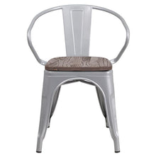 Load image into Gallery viewer, Silver Metal Chair with Wood Seat and Arms 1