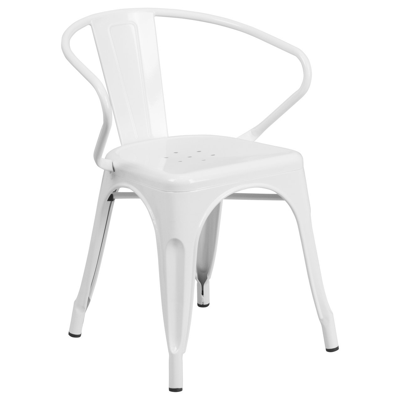 White Metal Indoor-Outdoor Chair with Arms