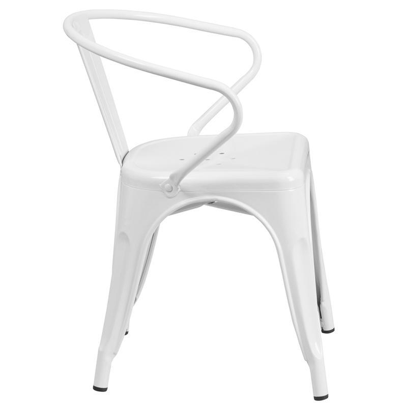 White Metal Indoor-Outdoor Chair with Arms 1
