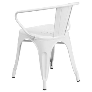 White Metal Indoor-Outdoor Chair with Arms