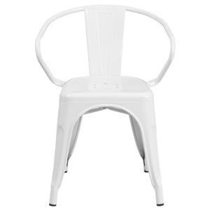 White Metal Indoor-Outdoor Chair with Arms