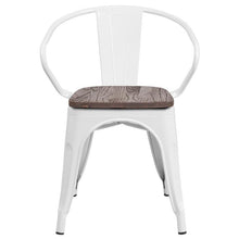 Load image into Gallery viewer, White Metal Chair with Wood Seat and Arms 1