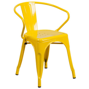Yellow Metal Indoor-Outdoor Chair with Arms