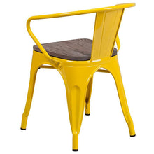 Load image into Gallery viewer, Yellow Metal Chair with Wood Seat and Arms