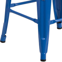 Load image into Gallery viewer, 24&quot; High Backless Blue Metal Counter Height Stool with Square Wood Seat