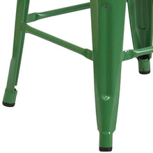 Load image into Gallery viewer, 24&quot; High Backless Green Metal Counter Height Stool with Square Wood Seat