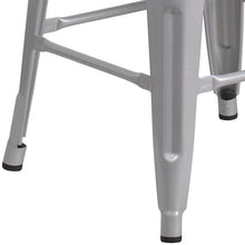 Load image into Gallery viewer, 24&quot; High Backless Silver Metal Counter Height Stool with Square Wood Seat