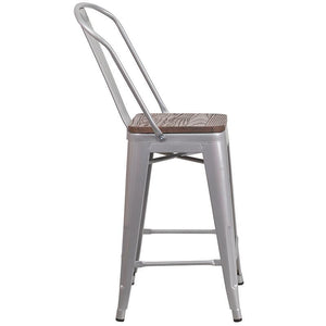 Silver Metal Counter Height Stool 