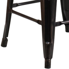 Load image into Gallery viewer, 30&quot; High Backless Black-Antique Gold Metal Barstool with Square Wood Seat