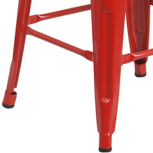 Load image into Gallery viewer, 30&quot; High Backless Red Metal Barstool with Square Wood Seat