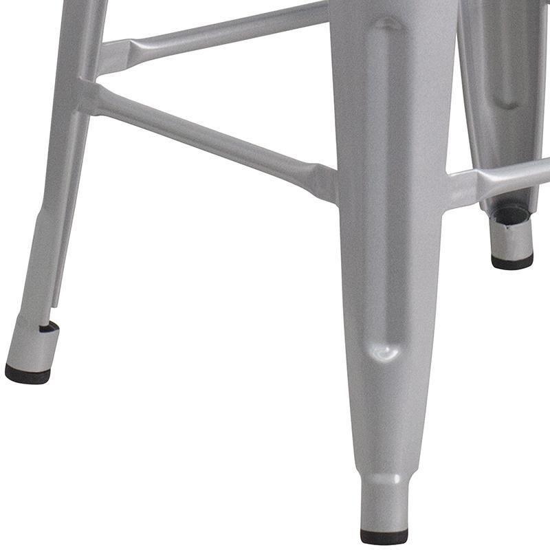 30" High Backless Silver Metal Barstool leg
