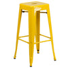 30'' High Backless Yellow Metal Indoor-Outdoor Barstool with Square Seat