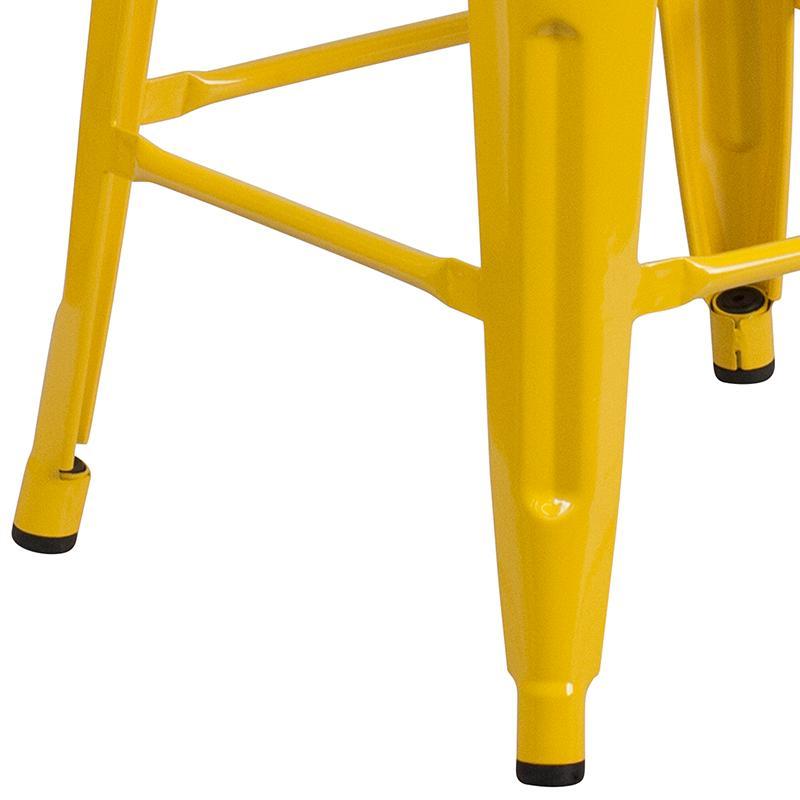 30" High Backless Yellow Metal Barstool 