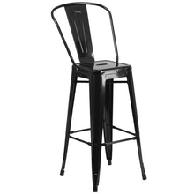 Load image into Gallery viewer, 30&#39;&#39; High Black Metal Indoor-Outdoor Barstool with Back