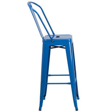 Load image into Gallery viewer, 30&#39;&#39; High Blue Metal Indoor-Outdoor Barstool with Back