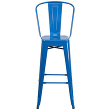 Load image into Gallery viewer, 30&#39;&#39; High Blue Metal Indoor-Outdoor Barstool with Back