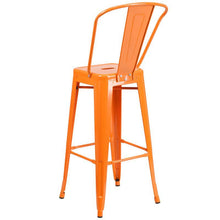 Load image into Gallery viewer, 30&#39;&#39; High Orange Metal Indoor-Outdoor Barstool with Back