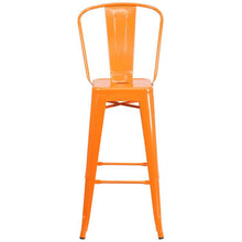 Load image into Gallery viewer, 30&#39;&#39; High Orange Metal Indoor-Outdoor Barstool with Back
