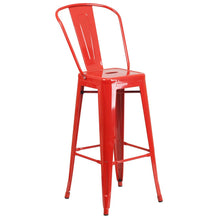 Load image into Gallery viewer, 30&#39;&#39; High Red Metal Indoor-Outdoor Barstool with Back
