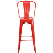 Load image into Gallery viewer, 30&#39;&#39; High Red Metal Indoor-Outdoor Barstool with Back
