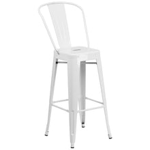 Load image into Gallery viewer, 30&#39;&#39; High White Metal Indoor-Outdoor Barstool with Back