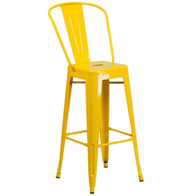 Load image into Gallery viewer, 30&#39;&#39; High Yellow Metal Indoor-Outdoor Barstool with Back