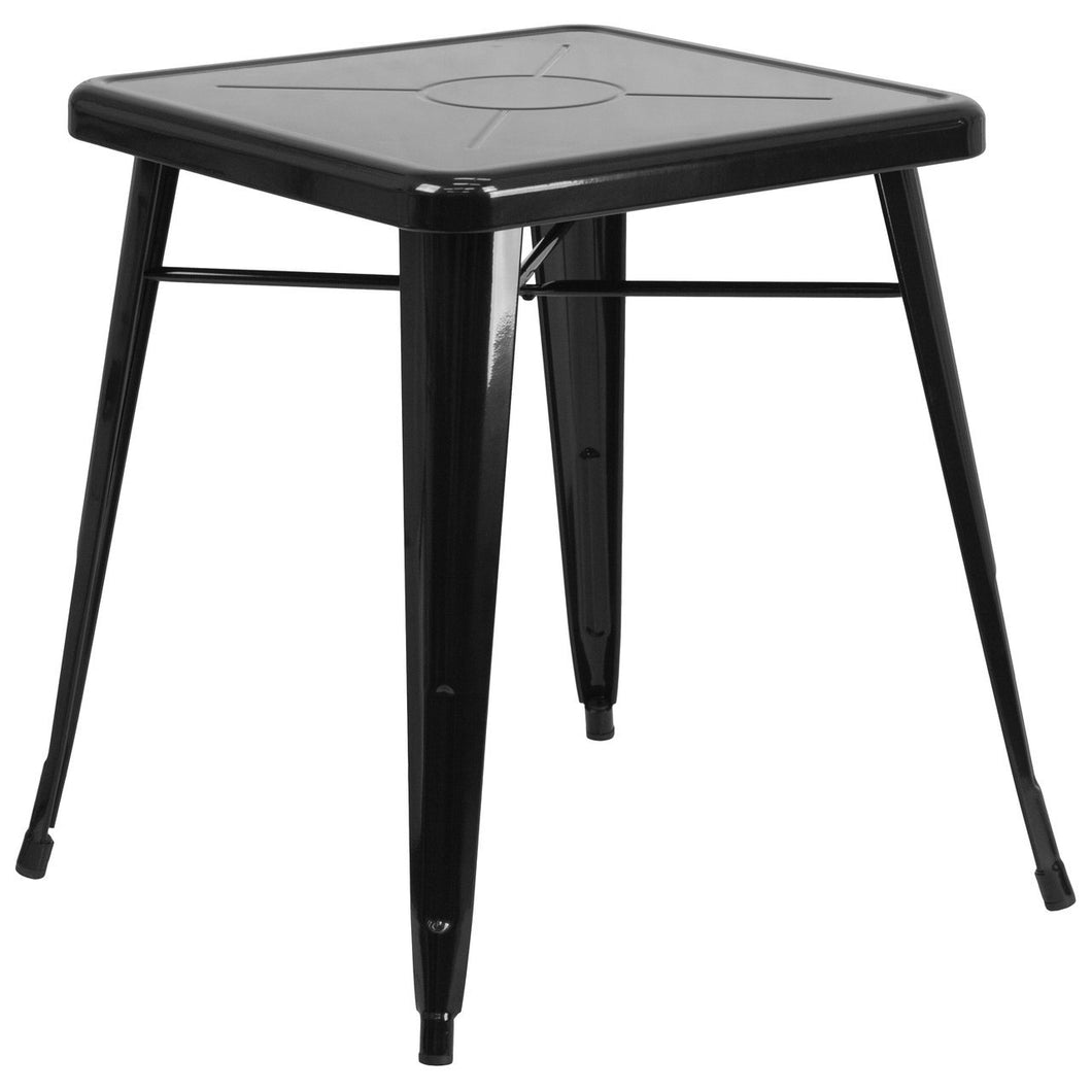 23.75'' Square Black Metal Indoor-Outdoor Table