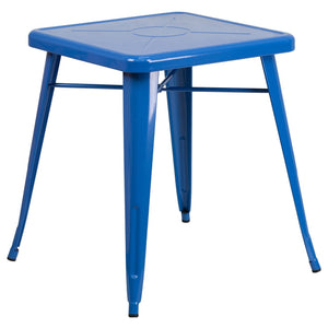 23.75'' Square Blue Metal Indoor-Outdoor Table