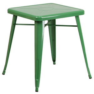 23.75'' Square Green Metal Indoor-Outdoor Table